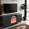 Fireplace TV Stand with 18" Electric Fireplace, Mid Century Modern Entertainment Center with Drawer and Shelf