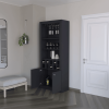 Black Bar Cabinet with Wine Storage and Three Shelves