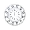 Mirrored Round Shape Wooden Wall Clock, White