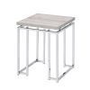 Natural Oak and Chrome End Table with Metal Sled Base
