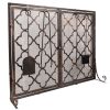 39 x 31 Inch Fireplace Screen, Metal Fireplace Screen Scrollwork Copper Color, Two-Doors Large Flat Guard Screens