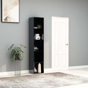 Book Cabinet High Gloss Gray 15.7"x11.8"x74.4" Engineered Wood