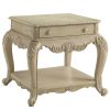 Antique White End Table with Bottom Shelf