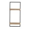 12x6x27" Iron and Wood Wall Shelf With Two Shelves