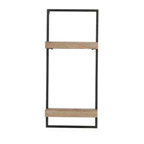12x6x27" Iron and Wood Wall Shelf With Two Shelves