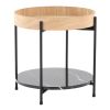 Daniella Contemporary End Table in Black Metal and Natural Wood with Black Marble Accent by LumiSource