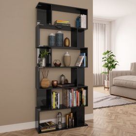 Book Cabinet/Room Divider High Gloss Black 31.5"x9.4"x75.6"