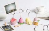 4 Pack Card Photo Holders Resin Fruits Pattern Desk Decor Table Number Memo Clip Holder