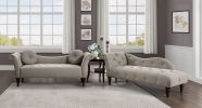 1pc Modern Traditional Chaise Button Tufted Detail Brown Upholstery Style Comfort Living Room Furniture Espresso Finish Legs