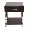 Modern Living Room Furniture 1pc End Table with Drawer Bottom Shelf Espresso Finish Wood Chrome Metal Finish Unique Style Side Table