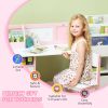 Qaba Toddler Desk and Chair Set, Kids Writing Desk Study Table for Children with Whiteboard, Storage Cabinet, Child Furniture, Art Gifts for Kids