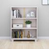 Book Cabinet White 33.5"x13.8"x44.1" Solid Wood Pine