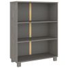 Book Cabinet Light Gray 33.5"x13.8"x44.1" Solid Wood Pine