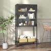 59"H Heavy Duty Metal Storage Cabinet,Sideboards & Buffet,Display Storage Cabinet with Glass Doors and 2 Adjustable Shelves