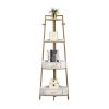 Corner Shelf with Two Drawers 72.64'' Tall;  4-tier Industrial Bookcase;  Gold