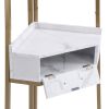Corner Shelf with Two Drawers 72.64'' Tall;  4-tier Industrial Bookcase;  Gold