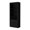 Black Bar Cabinet with Wine Storage and Three Shelves