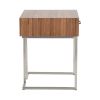 Roman Contemporary End Table in Walnut Wood and Stainless Steel by LumiSource