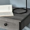 Industrial End Table with Storage Shelf, Accent Side Table with Drawer for Living Room, or Bedroom, Grey