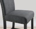 Biony Espresso Wood Counter Height Dining Set with Grey Fabric Nailhead Stools