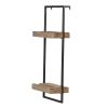 12x6x27" Iron and Wood Wall Shelf With Two Shelves