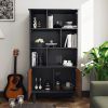 Bookcase with Cabinet, Bookshelf with Doors, Black&Honey