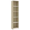 5-Tier Book Cabinet White and Sonoma Oak 15.7"x9.4"x68.9" Engineered Wood
