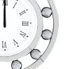 Mirrored Round Shape Wooden Wall Clock, White