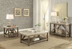 Industrial Style Angled Support 1pc End Table with Bottom Shelf Marble Top Creamy White Wooden Living Room Furniture Side Table