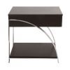 Modern Living Room Furniture 1pc End Table with Drawer Bottom Shelf Espresso Finish Wood Chrome Metal Finish Unique Style Side Table