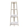 Corner Shelf with Two Drawers 72.64'' Tall;  4-tier Industrial Bookcase;  Gold