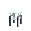 Tempered Transparent Glass End Table, 2-Layers Small Table with Storage, Living Room Side Table