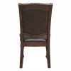 Traditional Dining Wooden Side Chairs Set of 2 Brown Cherry Finish Faux Leather Upholstery Home Furniture
