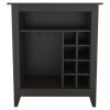 Essential Bar Cabinet; One Open Shelf; Six Built-in Wine Rack; One Drawer -Black