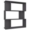 Book Cabinet/Room Divider Gray 31.5"x9.4"x37.8" Engineered Wood