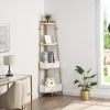 Corner Shelf with Two Drawers 72.64'' Tall;  4-tier Industrial Bookcase;  Gold