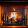 44 x 33 Inch Fireplace Screen, Metal Fireplace Screen with Single Door, Baby Safe Spark Guard Protector Wood Burning Stove Decorative Accessories