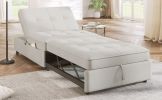 4-in-1 Sofa Bed, Chair Bed, Multi-Function Folding Ottoman Bed with Storage Pocket and USB Port for Small Room Apartment,Living Room,Bedroom,Hallway