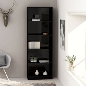 5-Tier Book Cabinet High Gloss Black 23.6" x 9.4" x 68.9" Engineered Wood