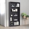 5-Tier Book Cabinet High Gloss Gray 31.5" x 9.4" x 68.9" Engineered Wood