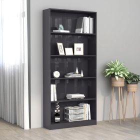 5-Tier Book Cabinet High Gloss Gray 31.5" x 9.4" x 68.9" Engineered Wood