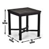 Rustic Square End Table - Aged Butcher Block Style Surface, Dark Iron Legs, Distressed Finish - Blend with Any Décor
