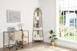 Corner Shelf with Two Drawers 72.64'' Tall;  4-tier Industrial Bookcase;  Gold