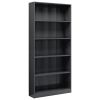 5-Tier Book Cabinet High Gloss Gray 31.5" x 9.4" x 68.9" Engineered Wood