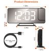 Projection Alarm Clock LED Digital Alarm Clock with Dual Alarms Snooze Function 6 Dimmer 7.7in Mirror