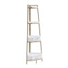 Corner Shelf with Two Drawers 72.64'' Tall;  4-tier Industrial Bookcase;  Gold