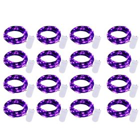 16 Pack Led Fairy Lights Battery Operated String Lights Waterproof Silver Wire 7 Feet 20 Led Firefly Starry Moon Lights For DIY Wedding Party Bedroom (Color: purple)