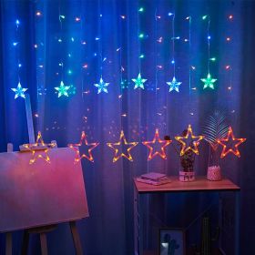 1pc LED Star Curtain Light; Festival Linghts; Christmas Decoration; For Window Bedroom Decorative Atmosphere String Lights 11.5ft (Color: Multicolor, size: Star Model)