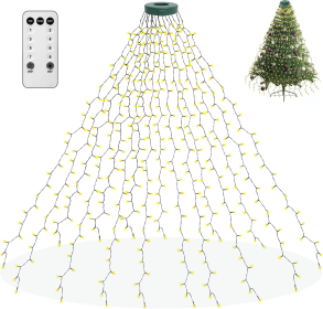 Christmas String Lights for Tree, 6.6FT x 16 Lines Fairy 400 LEDs with Remote Control (Color: Yellow)