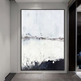 Handmade Gold Foil Abstract Oil Painting Wall Art Modern Minimalist Black and White Picture Canvas Home Decorative For Living Room No Frame (size: 100X150cm)